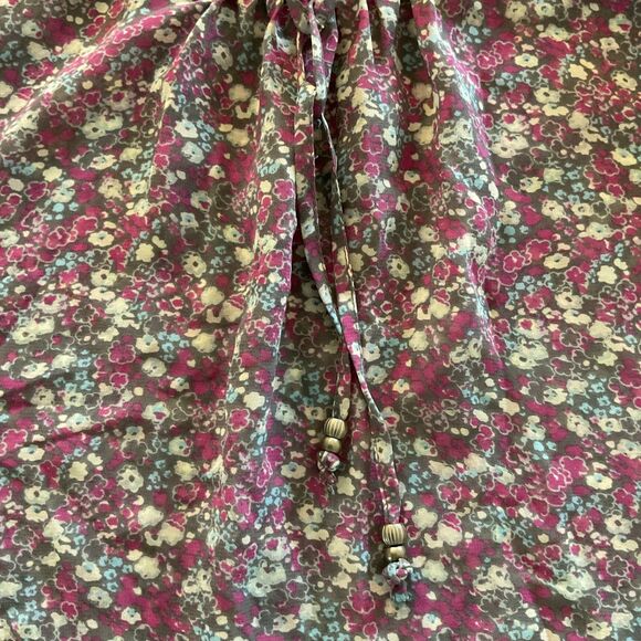 Esprit Y2K Whimsigoth Babydoll Tunic Top 10 Pink Micro Floral Fairy Semi Sheer - Picture 5 of 14